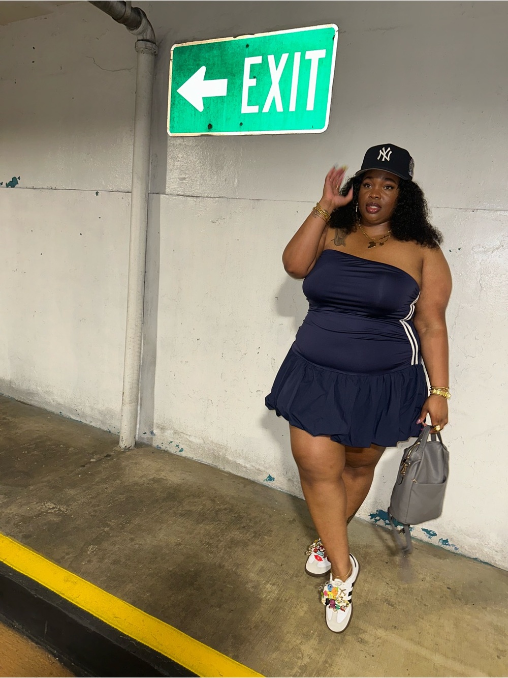 SHEIN Navy Blue Bubble Hem Mini Dress